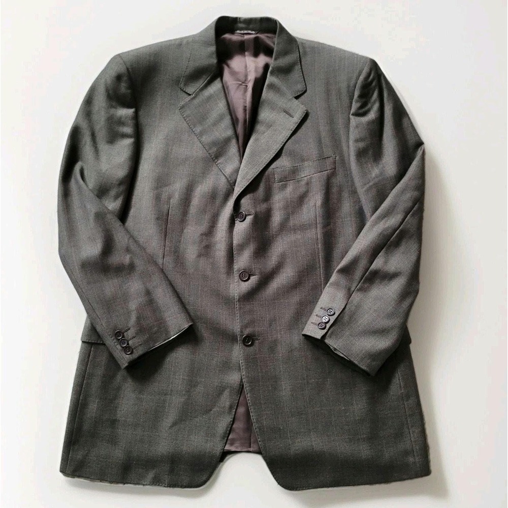 CANALI Luxury Pure Wool Plaid Sport Coat Blazer Super 120s 44R USA Made In Italy
